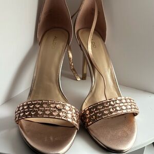 Aldo size 11 .. Rose gold heels with jewel embellishments